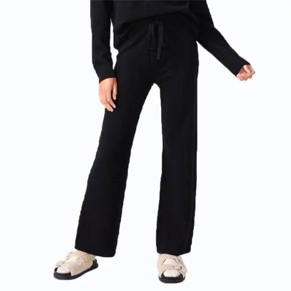 NWT MONROW Cashmere Lounge Sweatpants Black Size Small - Picture 1 of 9